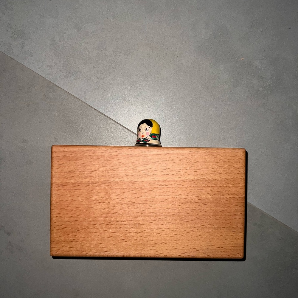 Charlotte olympia wood box clutch